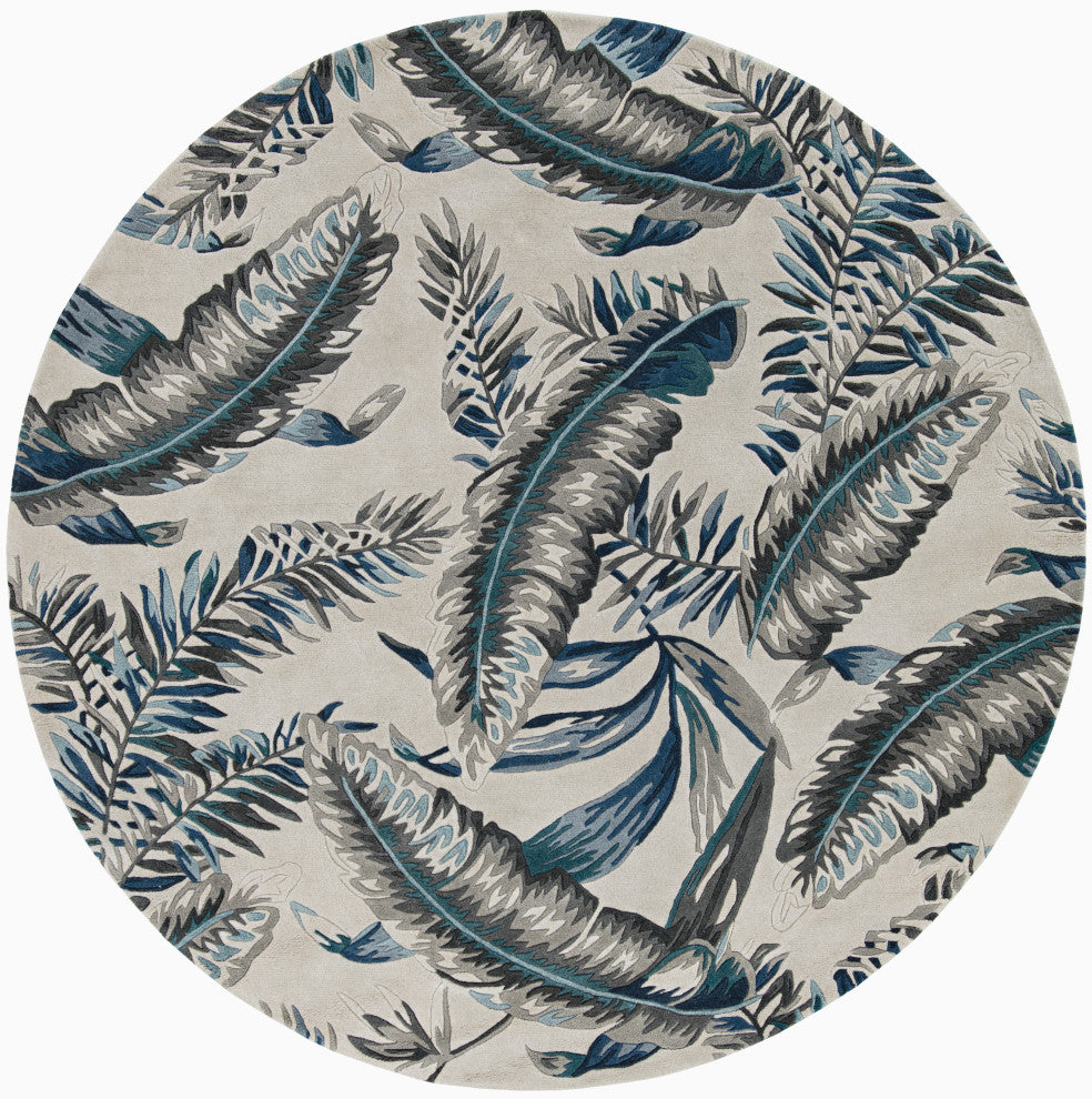KAS Havana 2626 Gray/Blue Tropics Area Rug, 2'3"x8' Runner
