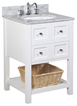 New Yorker Bath Vanity, White, 24", Carrara Marble