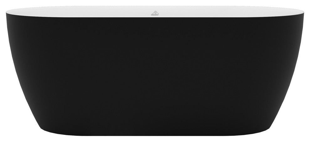 67inch Matte Black Outside Freestanding Solid Surface Soaking Tub