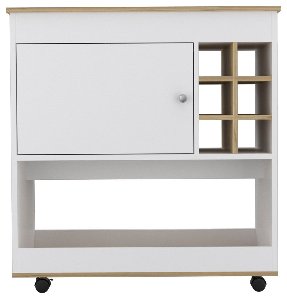 Texas Bar Cart, Light Oak-White