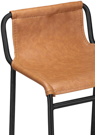 Dax Black Faux Leather Counter Stool, Cognac