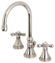 Kingston Brass Widespread Bathroom Faucet With Brass Pop-Up, Polished Nickel