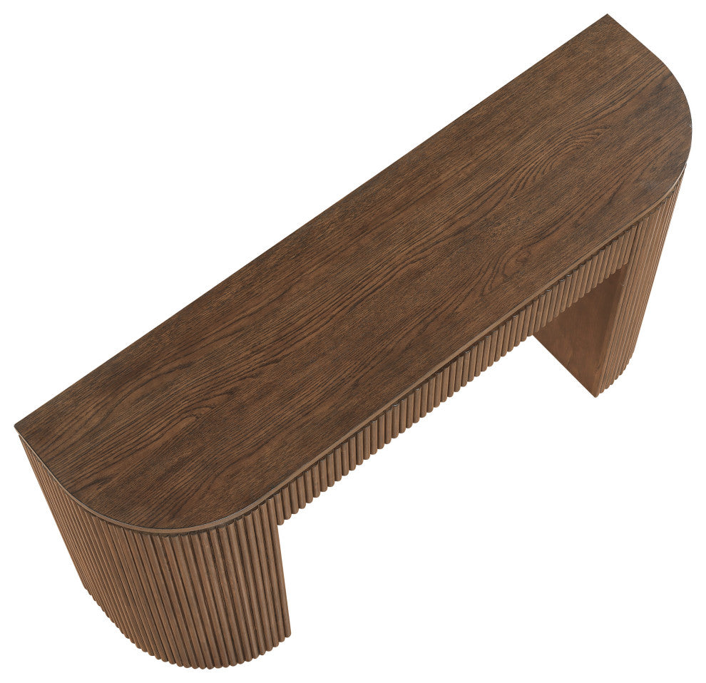 Astrid Solid Wood And Oak Veneer Vanity / Desk / Console Table, Brown