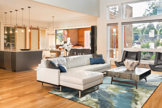 Watercolors Teal Abstract Plush Area Rug, 6'7"x9'6"