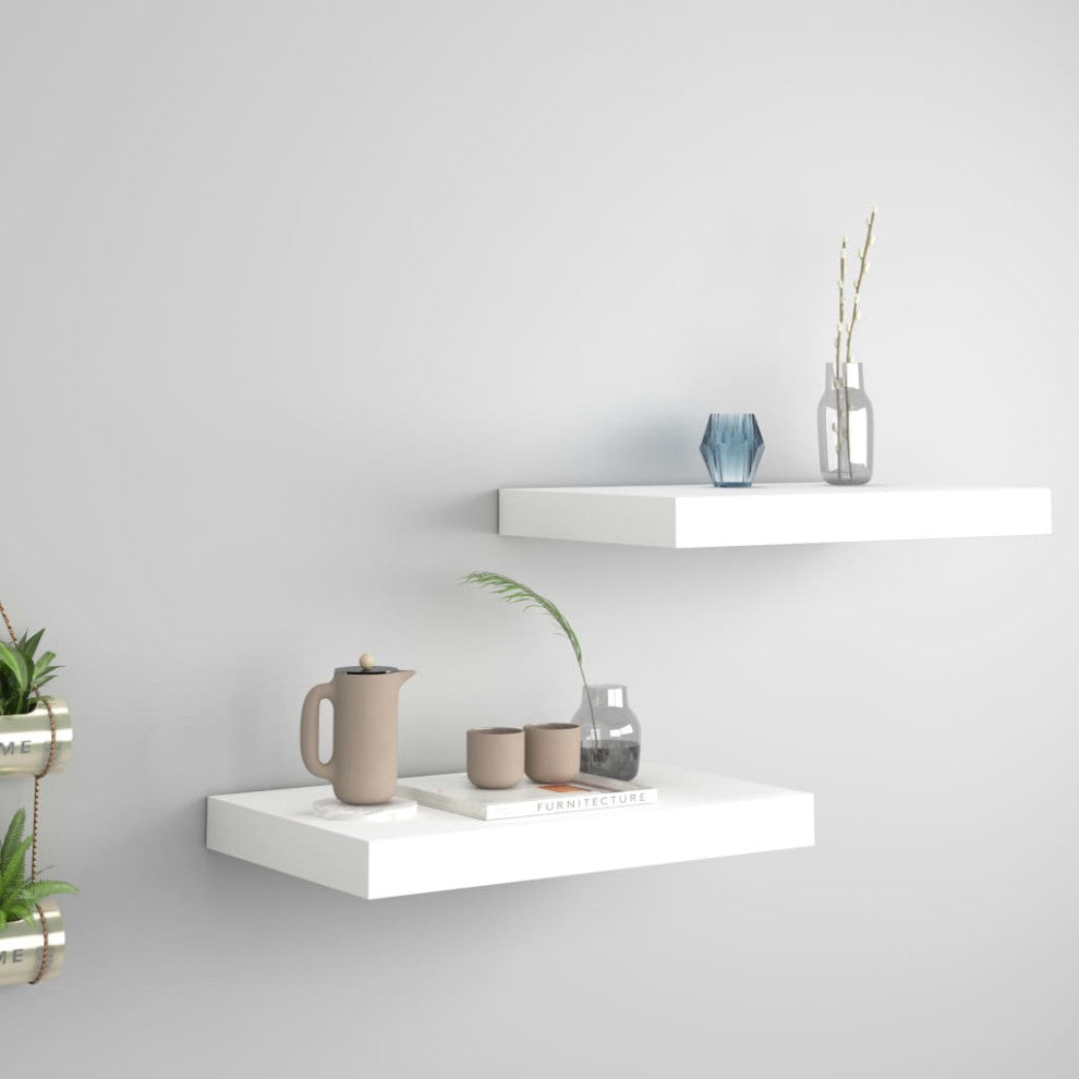 vidaXL Wall Shelves Floating Shelves Display Shelves for Books 2 Pcs White