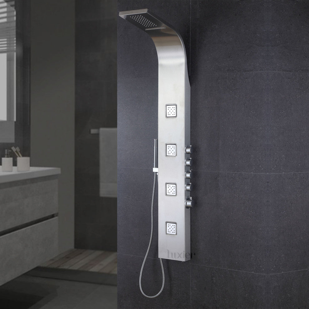 Luxier 59" Shower Panel System With Rainfall Waterfall Shower Head Hand Shower