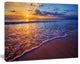 Sunset over Blue Seashore, Seashore Photo Canvas Art Print, 60"x28"