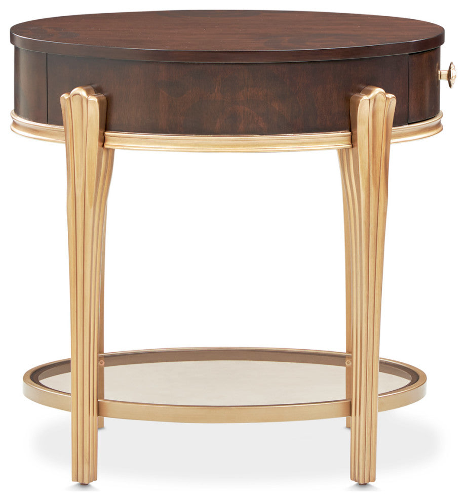 Camellia Field End Table With Drawer, Warm Pecan