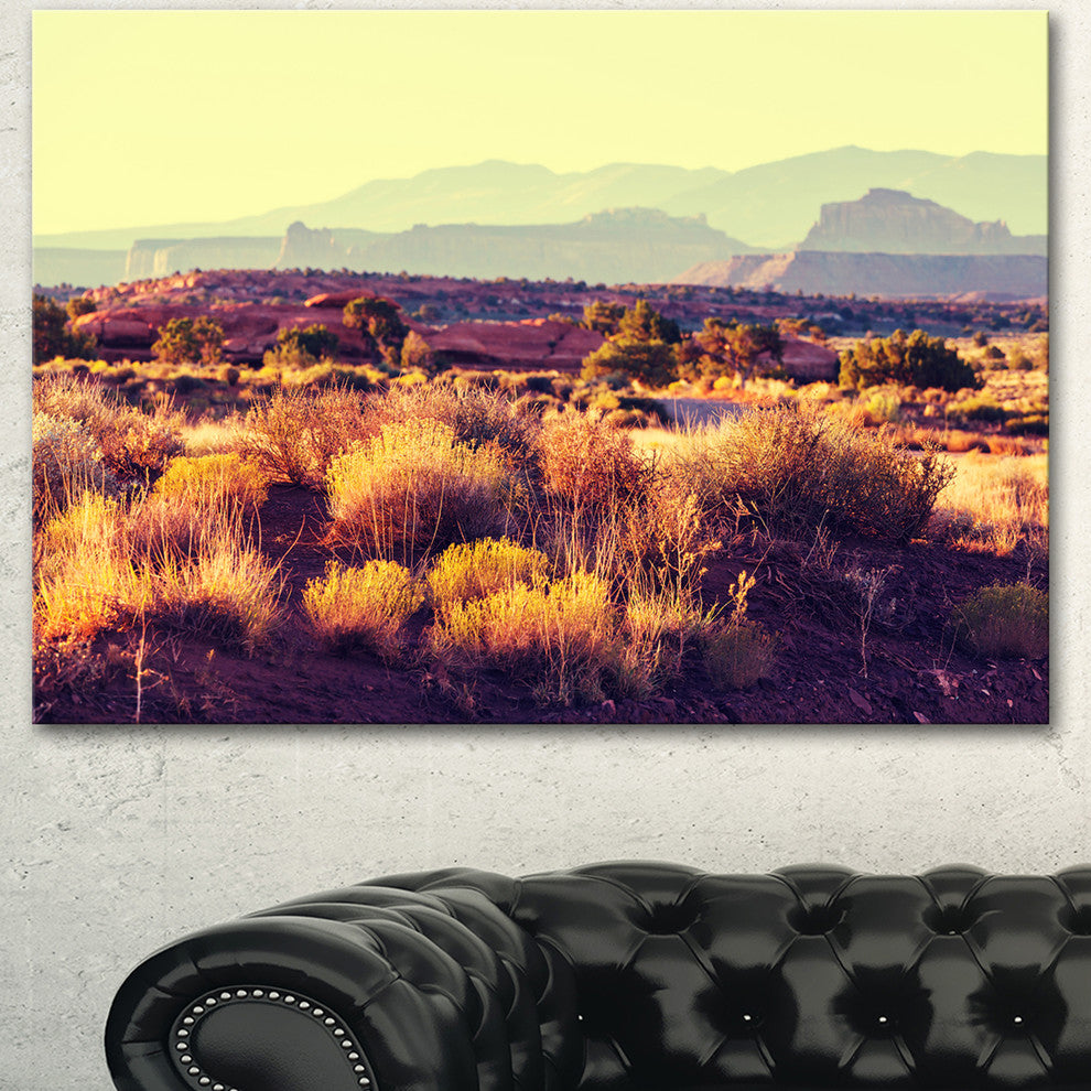 Prairie with Layers of Mountains, Landscape Canvas Art Print, 40"x30"