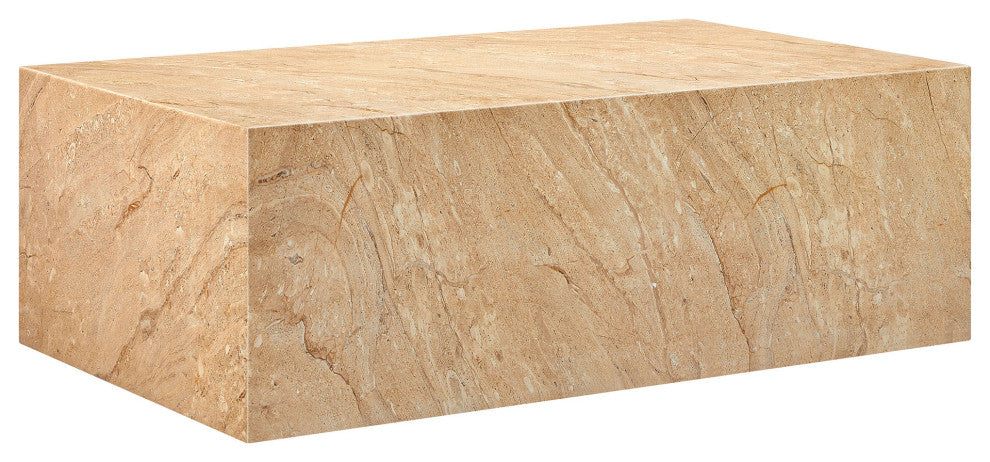 Jordana Square Plinth Indoor Concrete Coffee Table, Travertine