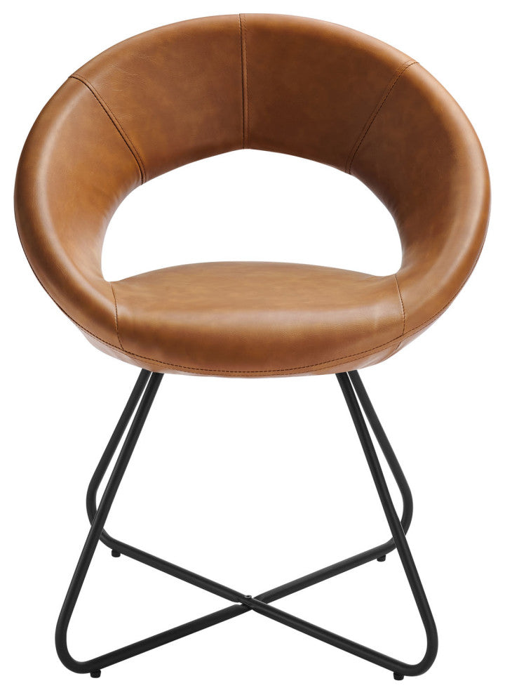 Dining Chair, Set of 2, Tan Black, Vegan Leather, Modern, Bistro Hospitality
