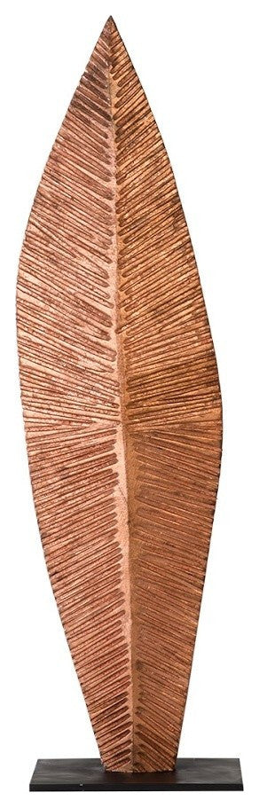 Carved Leaf on Stand, Copper Leaf, Medium
