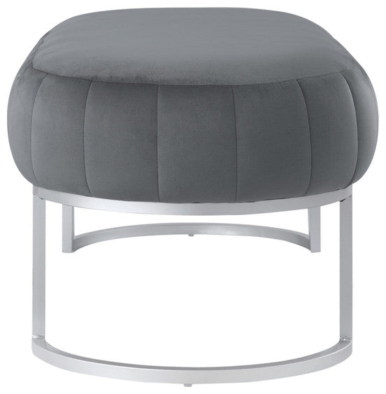 53" Gray Upholstered Velvet Bench