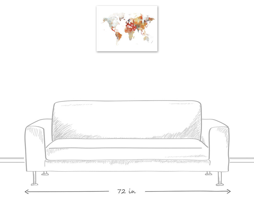 Watercolor World Map IV 18x24 Canvas Wall Art