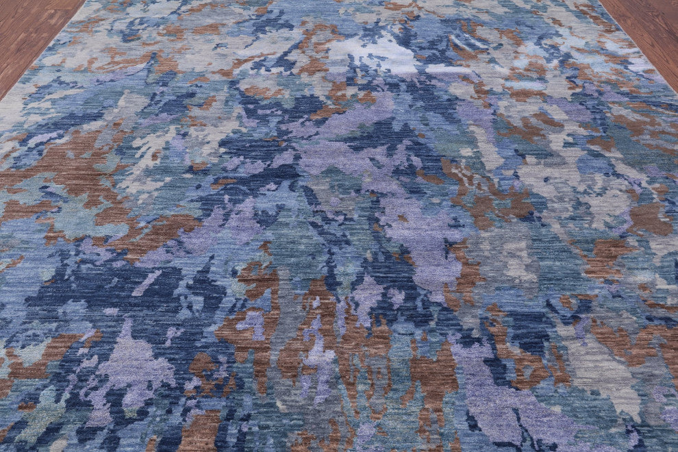 8' 0" X 10' 2" Wool and Silk Modern Hand Knotted Rug Q6937