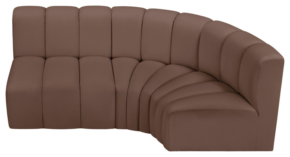 Arc Vegan Leather Upholstered 3-Pc. L-Shaped Modular Sectional, Brown