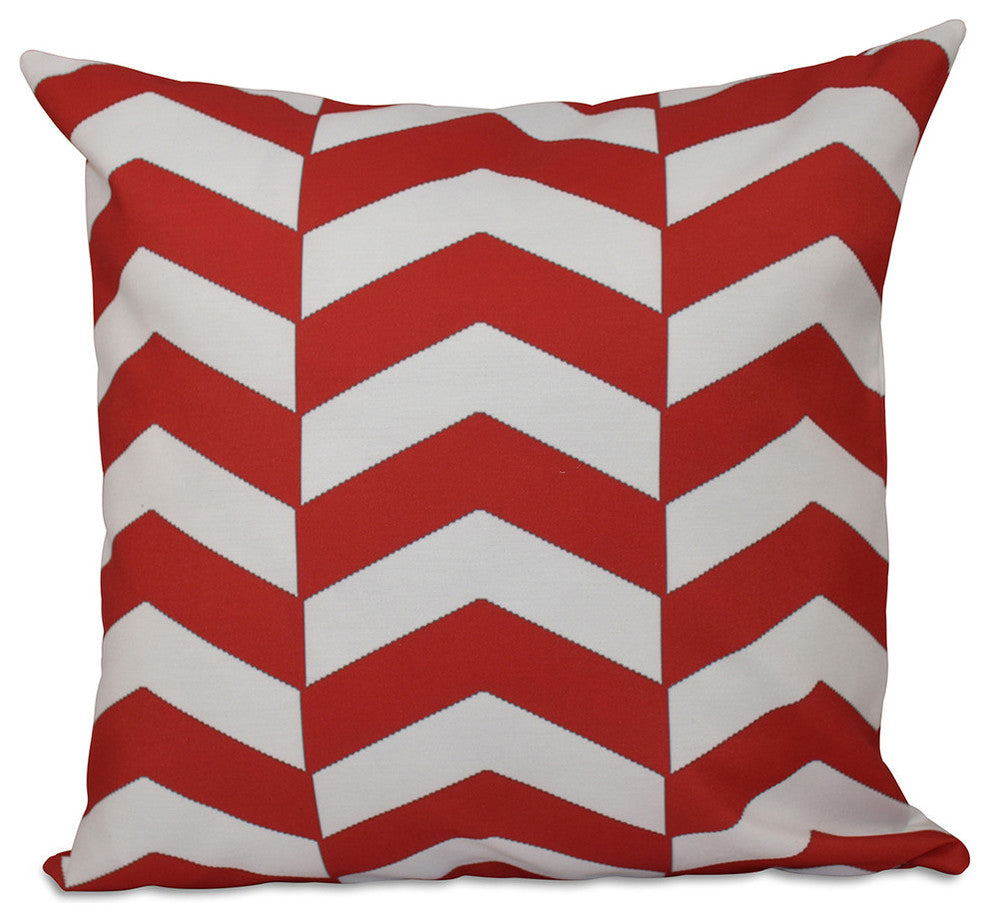 Geometric Decorative Pillow, Red, 16"x16"