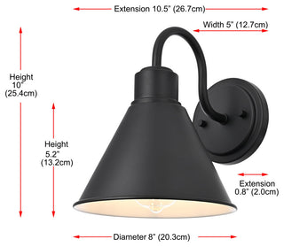 Home Living 8" Outdoor Wall Sconce, Black