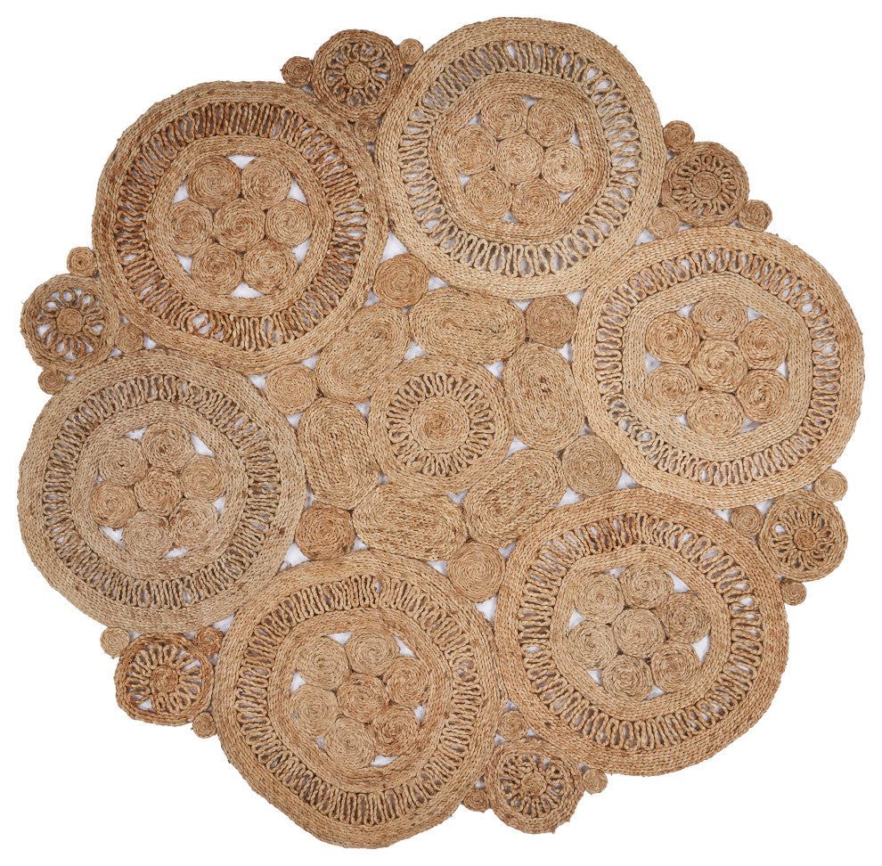 Floral Fantasy Organic Jute Area Rug, 6' Round