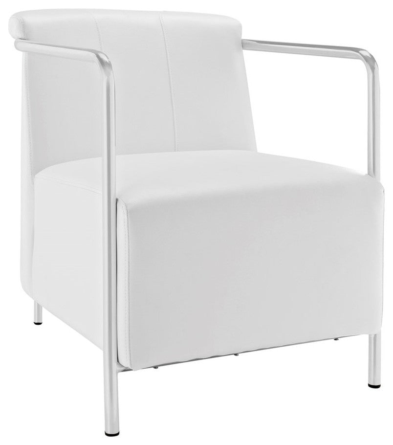 Modern Contemporary Living Room Vinyl Lounge Chair White