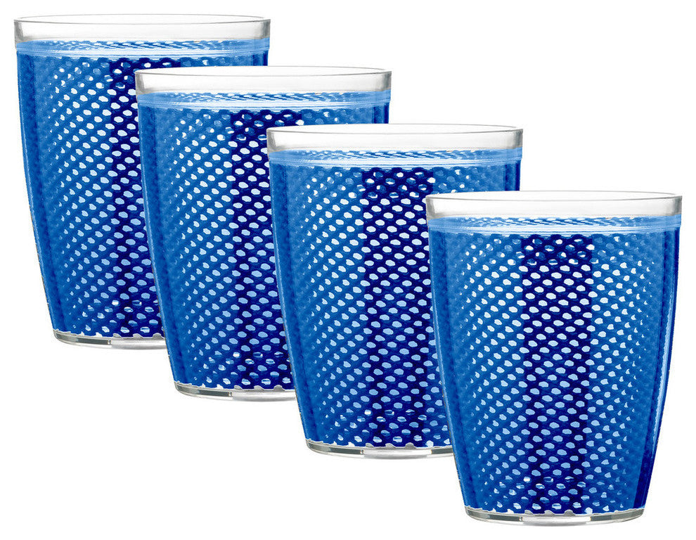 Fishnet Doublewall Drinkware Glasses, Blue, 14 oz., Set of 4