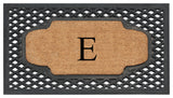 A1HC Mesh Border Rubber and Coir Monogrammed Doormat, 23"X38", Black, E