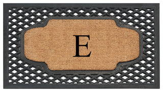 A1HC Mesh Border Rubber and Coir Monogrammed Doormat, 23"X38", Black, E