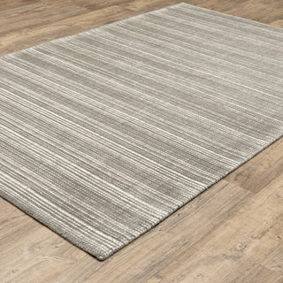 Cayden Textural Stripe Wool Blend Grey/ Ivory Hand-tufted Rug 8' x 10'