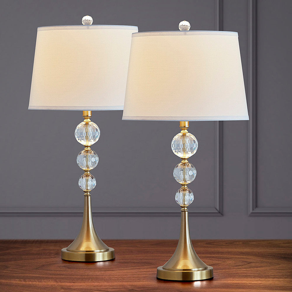 Madison 2 Piece Crystal Ball Lamp Set, Gold Brass