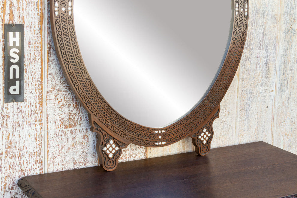 Finely Carved and Inlaid Mirror