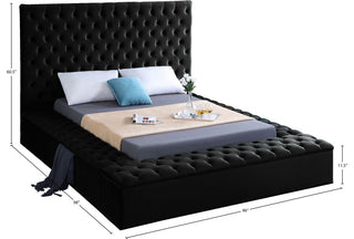 Bliss Velvet Upholstered  Bed, Black, King