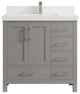 Malibu 36 Center Sink Bath Vanity in Elephant Skin Gray 2" White Quartz