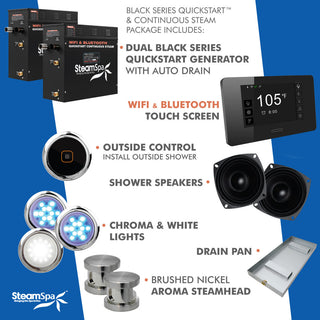 2 x 9kW QuickStart Steam Bath Generator With Dual Aroma Pump, Brushed Nickel