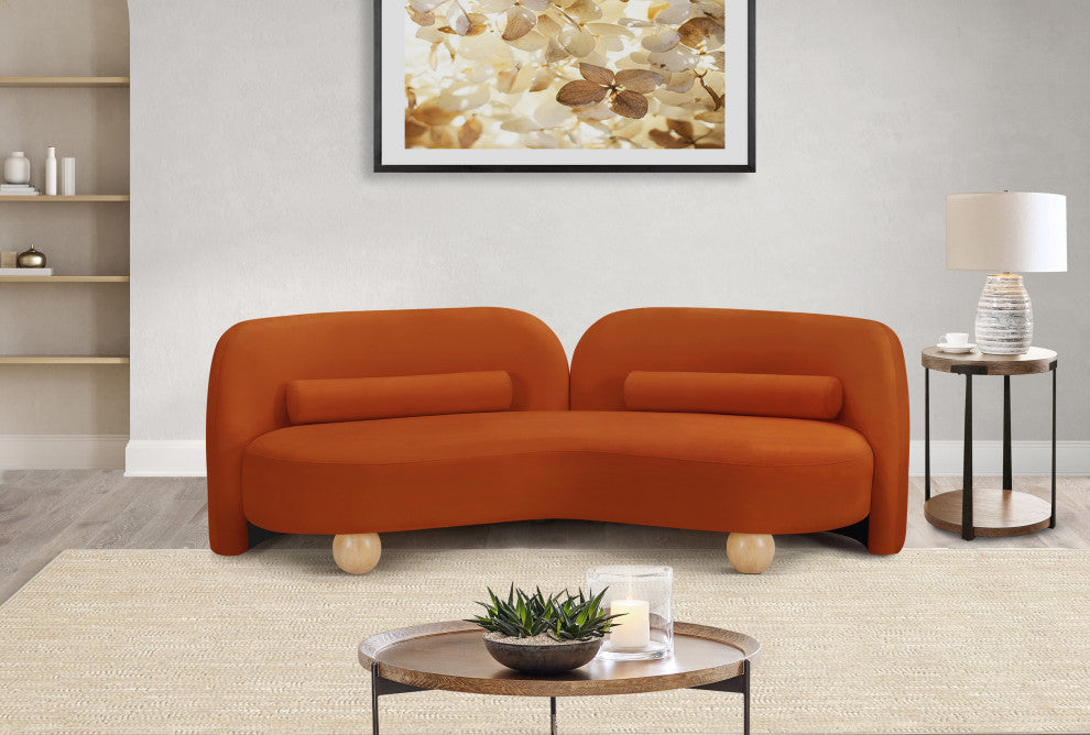 Daphne Upholstered Chair/Loveseat/Sofa, Cognac, Velvet, Sofa