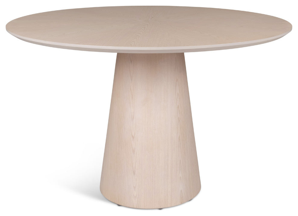 Modern Brazilian Mona Wooden Top Round Dining Table Nevoa