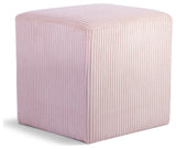 Roy Microsuede Fabric Upholsetered Ottoman/Stool, Pink, Square