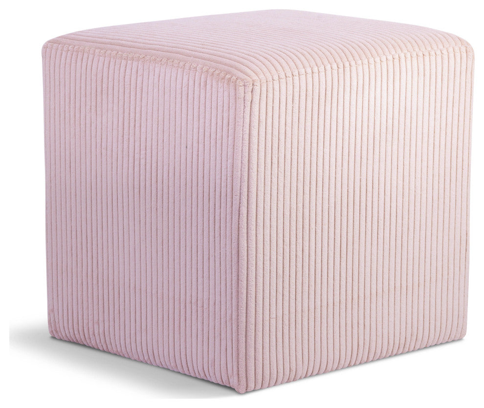 Roy Microsuede Fabric Upholsetered Ottoman/Stool, Pink, Square