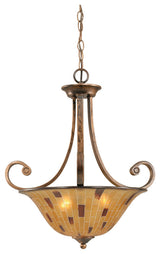 Curl Pendant With 3 Bulbs, 16" Penshell Shade Glass