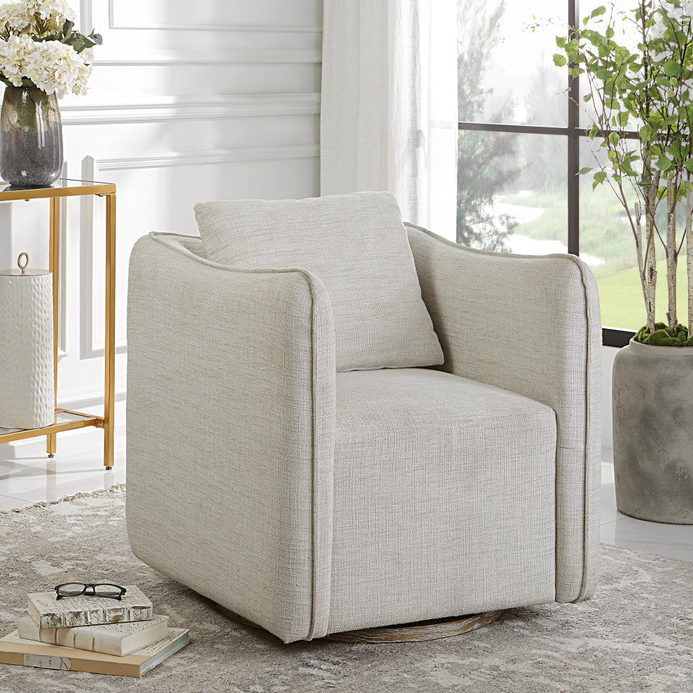Corben White Swivel Armchair
