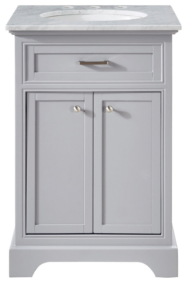 Amber Single Bathroom Vanity, Blue, Light Grey, 24"