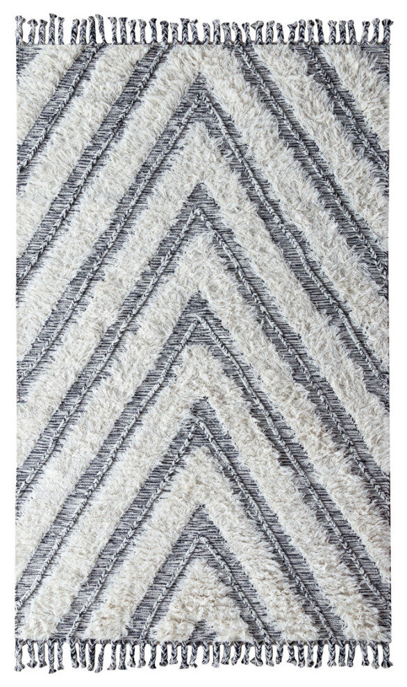 Classic Home Carmel Kilim Shag Ivory/Black 2.6x8 Rug