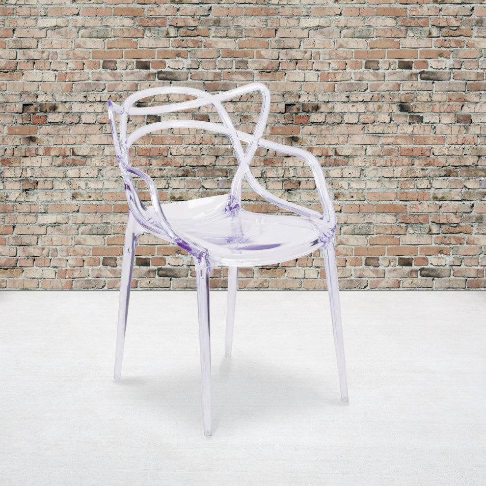 Set of 4 Outdoor Stackable Chair, Unique Design With Transparent Crystal Finish