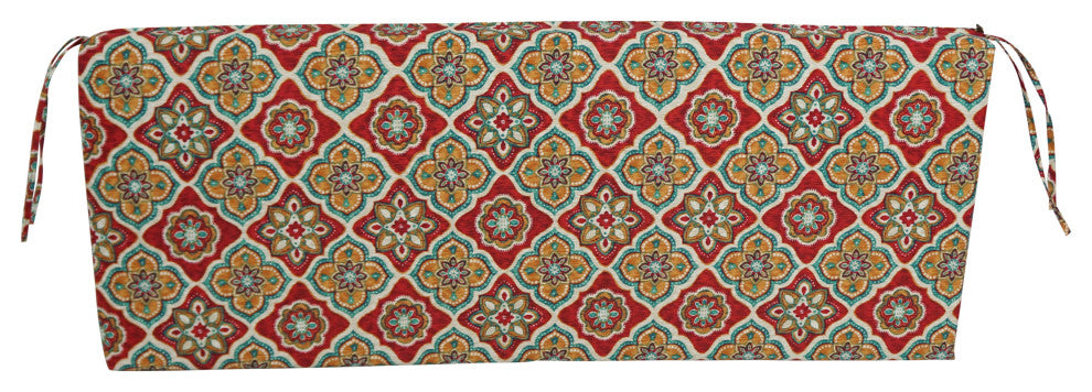 48"X19" Patterned Outdoor Spun Polyester Loveseat Cushion, Adonis Jewel
