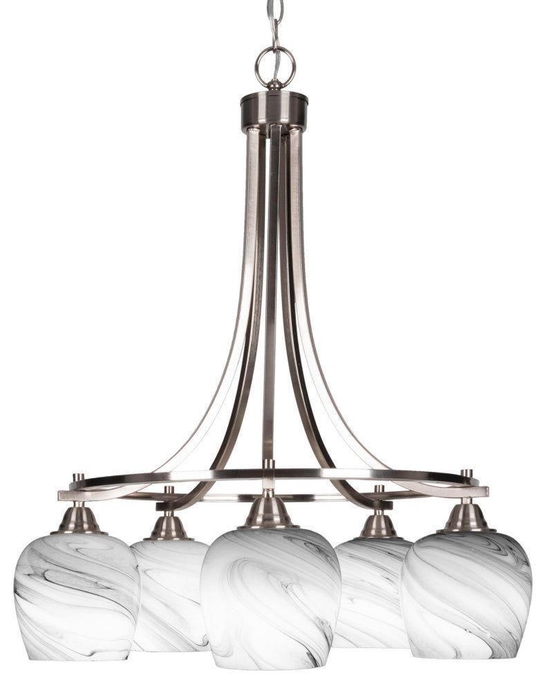 Paramount 5-Light Chandelier, Brushed Nickel, 6" Onyx Swirl Glass