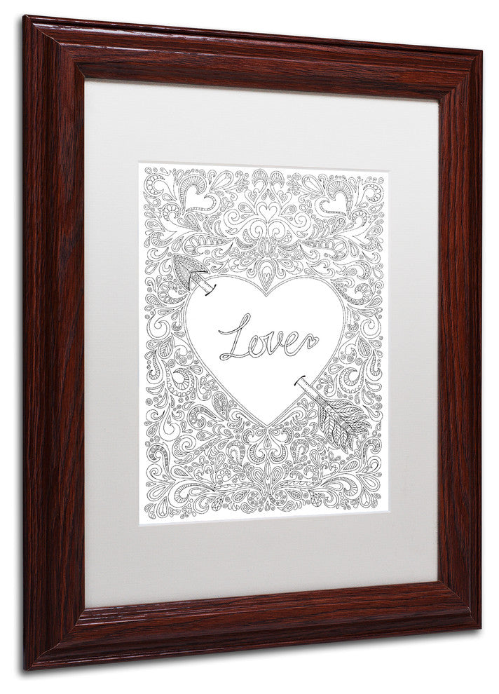 Hello Angel ''Arrow to my Heart'' Art, Wood Frame, White Mat, 14x11