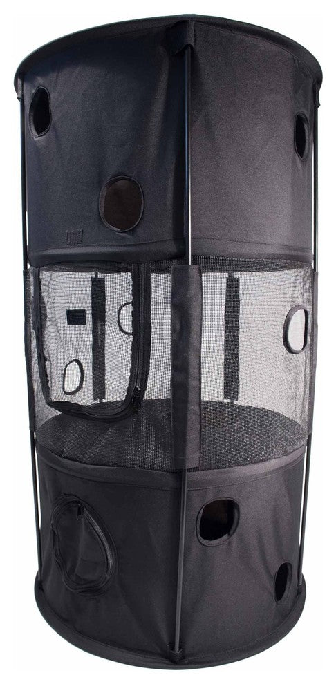 Climbertree Circular Obstacle Play-Active Collapsible Cat House, Black