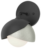 Brooklyn 1-Light Double Shade Bath Sconce, Black, Sterling, Opal Glass