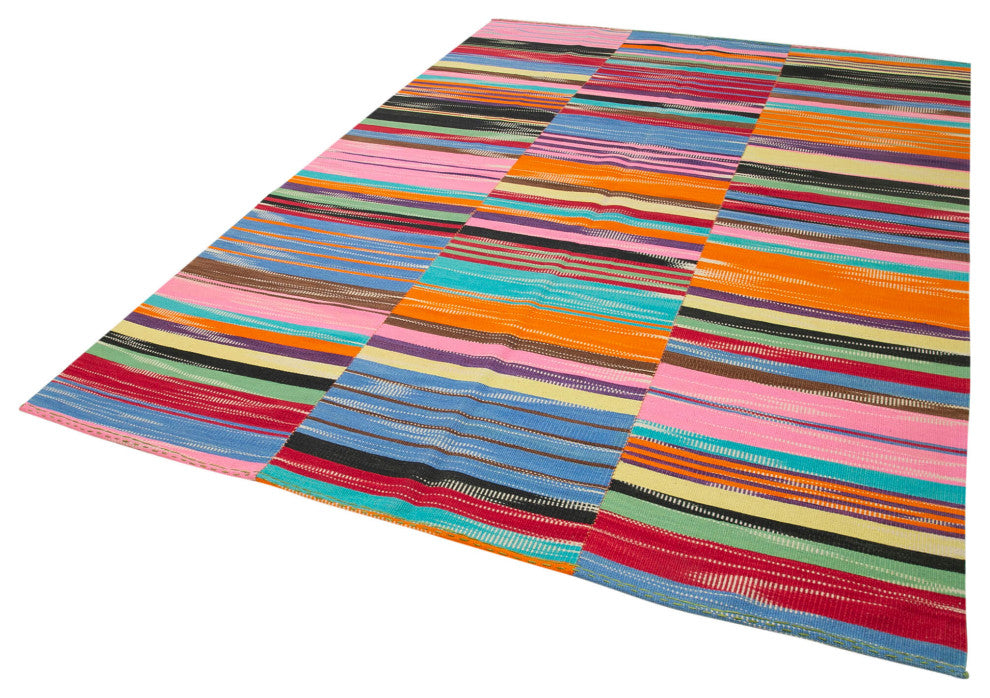 Rug N Carpet - Handmade Turkish 6' 10'' x 9' 11'' Flatweave Wool Kilim Rug