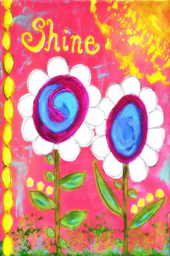 "White Flowers Shine" Painting Print on Wrapped Canvas
