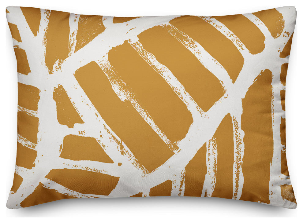 Abstract Mustard Rectangles 14x20 Indoor / Outdoor Throw Pillow